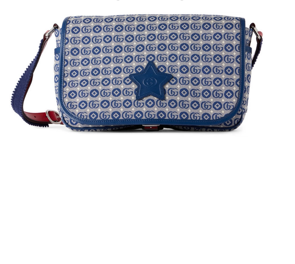 Gucci Kids Jacquard Logo Star Patch Messenger Flap Bag - NWT