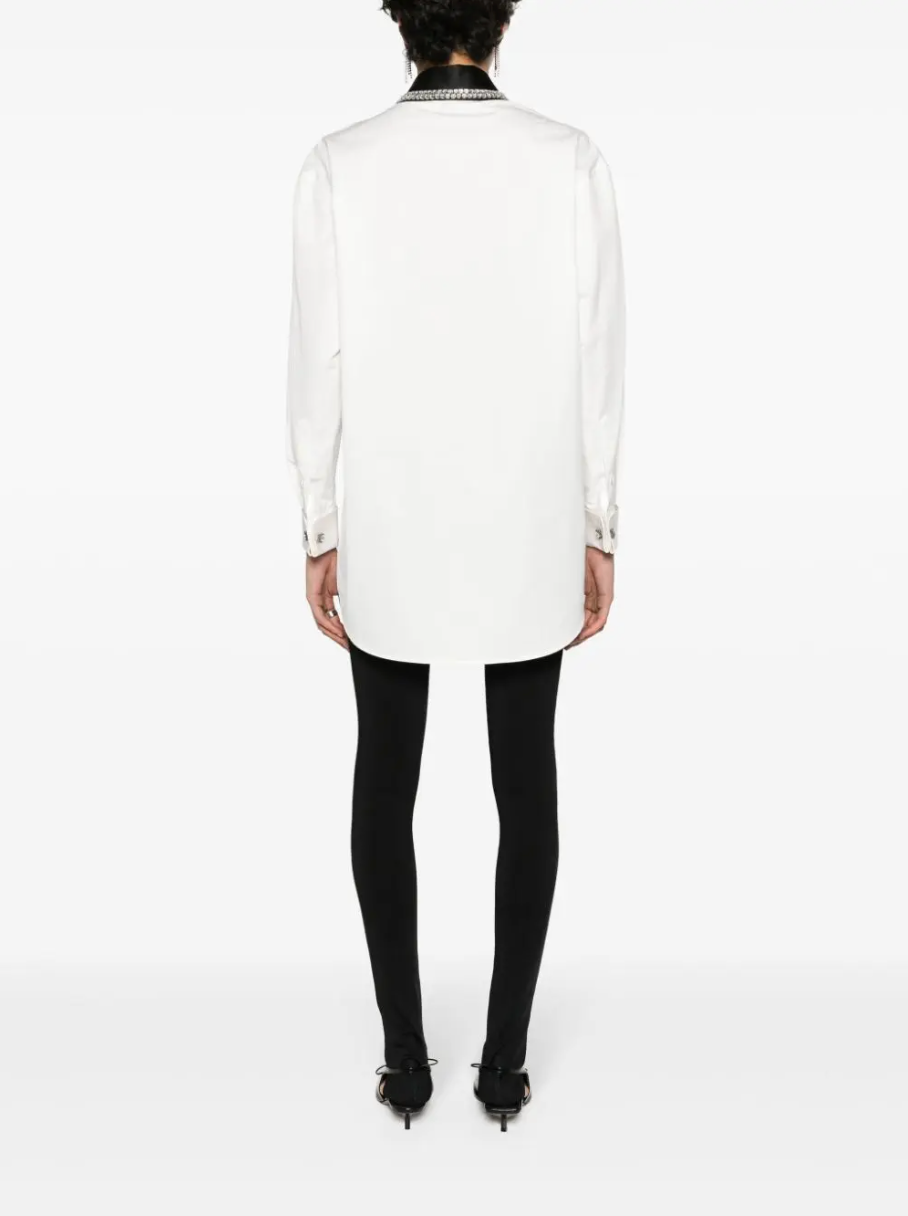 4468 - Gucci Crystal Embellished Collar Cotton Poplin Shirt - Size 40 - NWT - Retail $3500