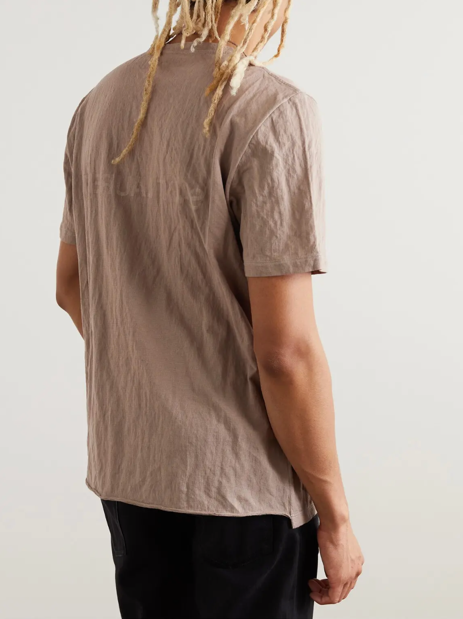 7364 - Saint Laurent Logo-print crinkled cotton-blend jersey t-shirt - Size XL - NWT