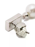 7378 - Alexander McQueen Skull Embellished Earrings with crystal and pearl - New
