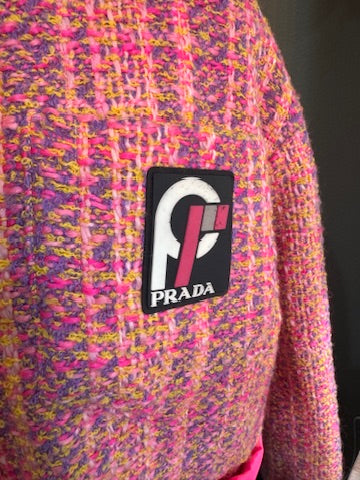 Prada Pink Tweed Puffer Jacket - Size 36