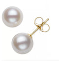 R.H. Macy and Co. Fine Jewelry Belle de Mer White Pearl Stud Earrings in 14k Gold - NIB