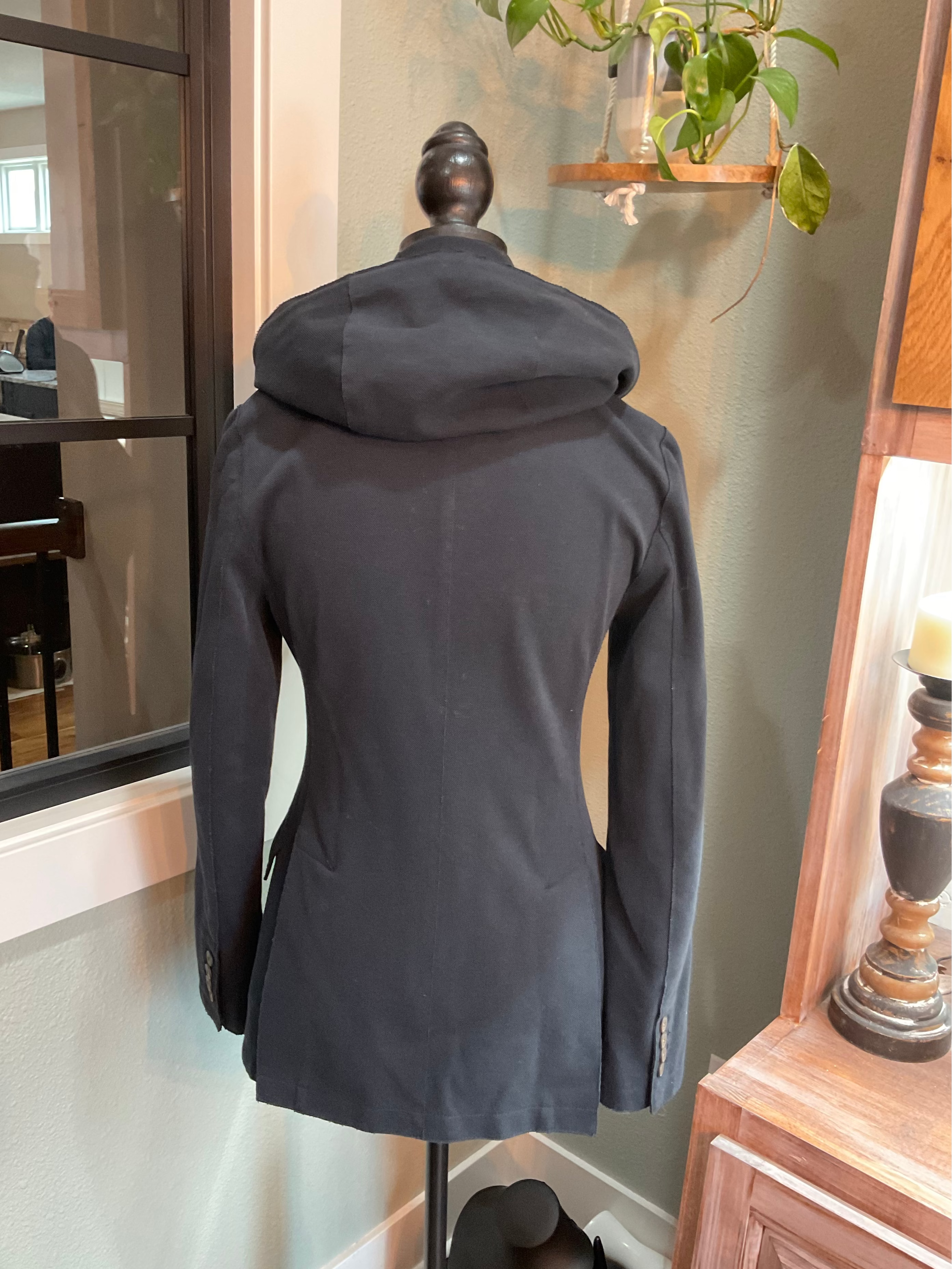 Eleventy Cotton Blend Knit Blazer with Removable Hood - Navy Blue - XS/S