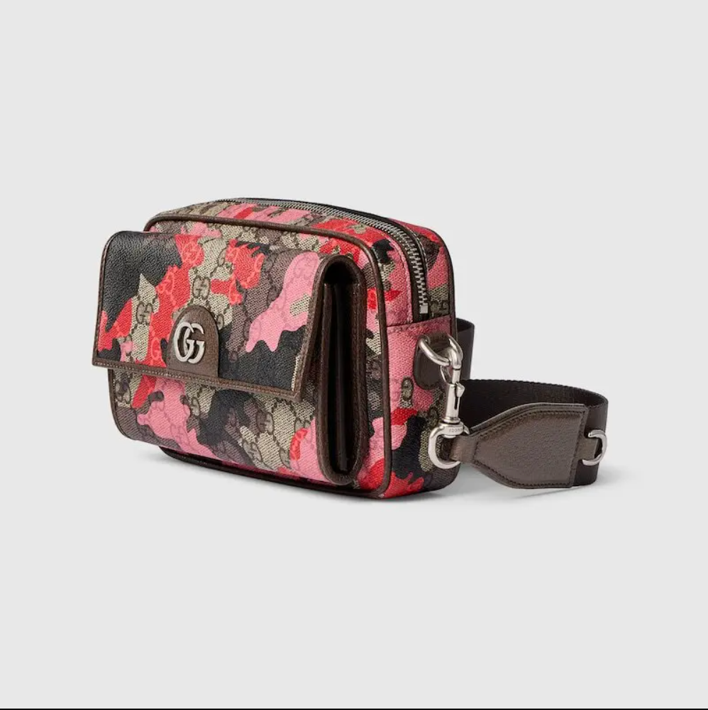 7232 - Gucci GG Coated Canvas Crossbody - Red Camo