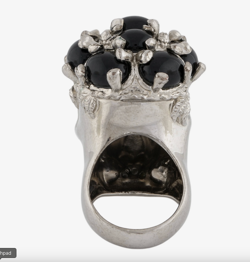 6908 - Alexander McQueen Resin & Crystal Skull Ring