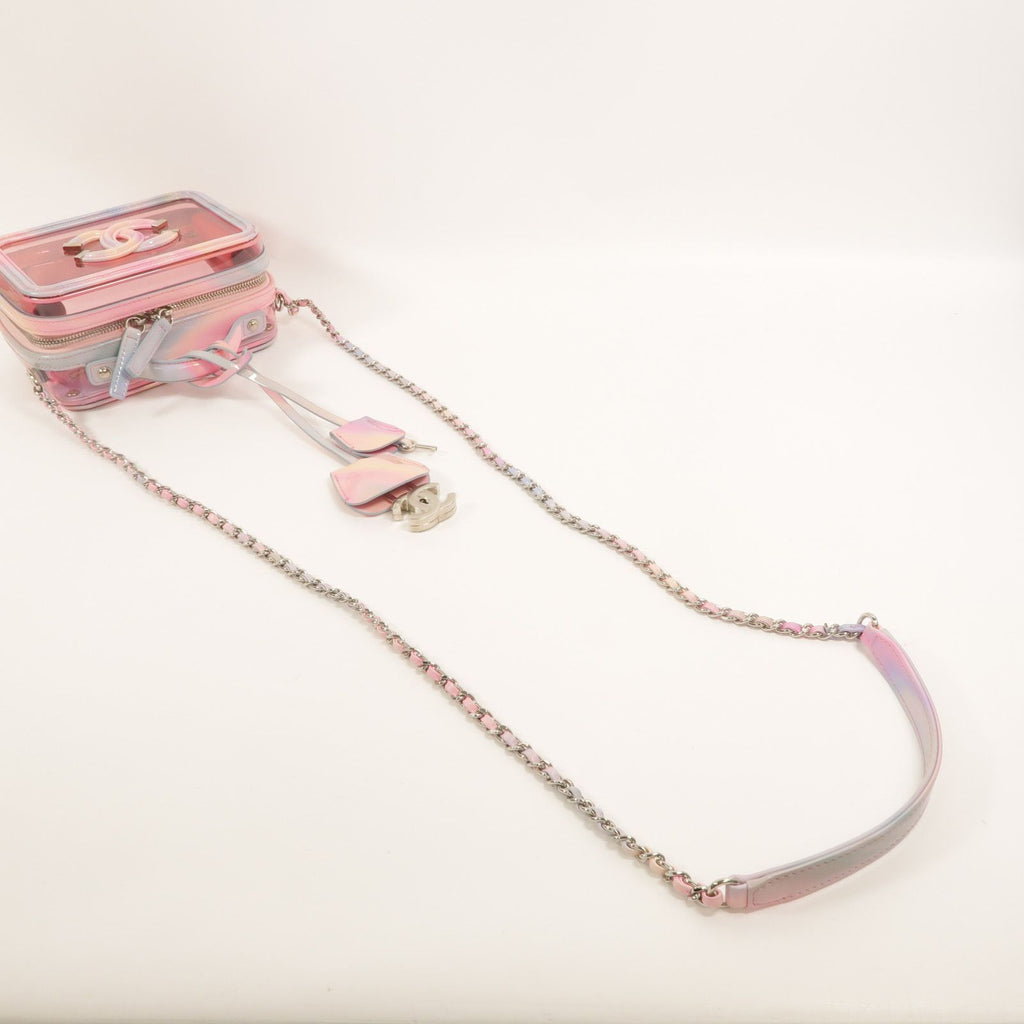 6938 - Chanel Pvc Patent Lambskin Small CC Vanity Case Pink