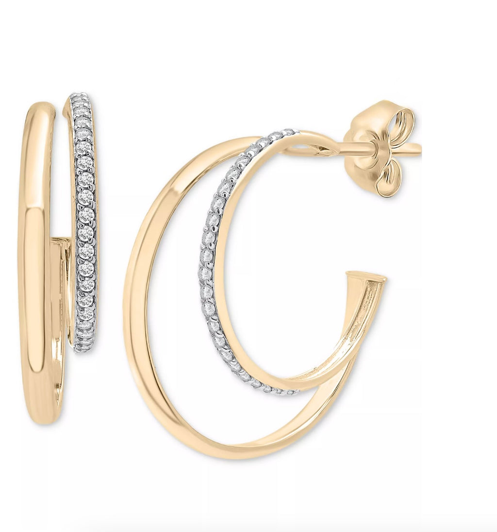 Audrey by Aurate Diamond Double Small Hoop Earrings (1/4 ct. t.w.) in Gold Vermeil