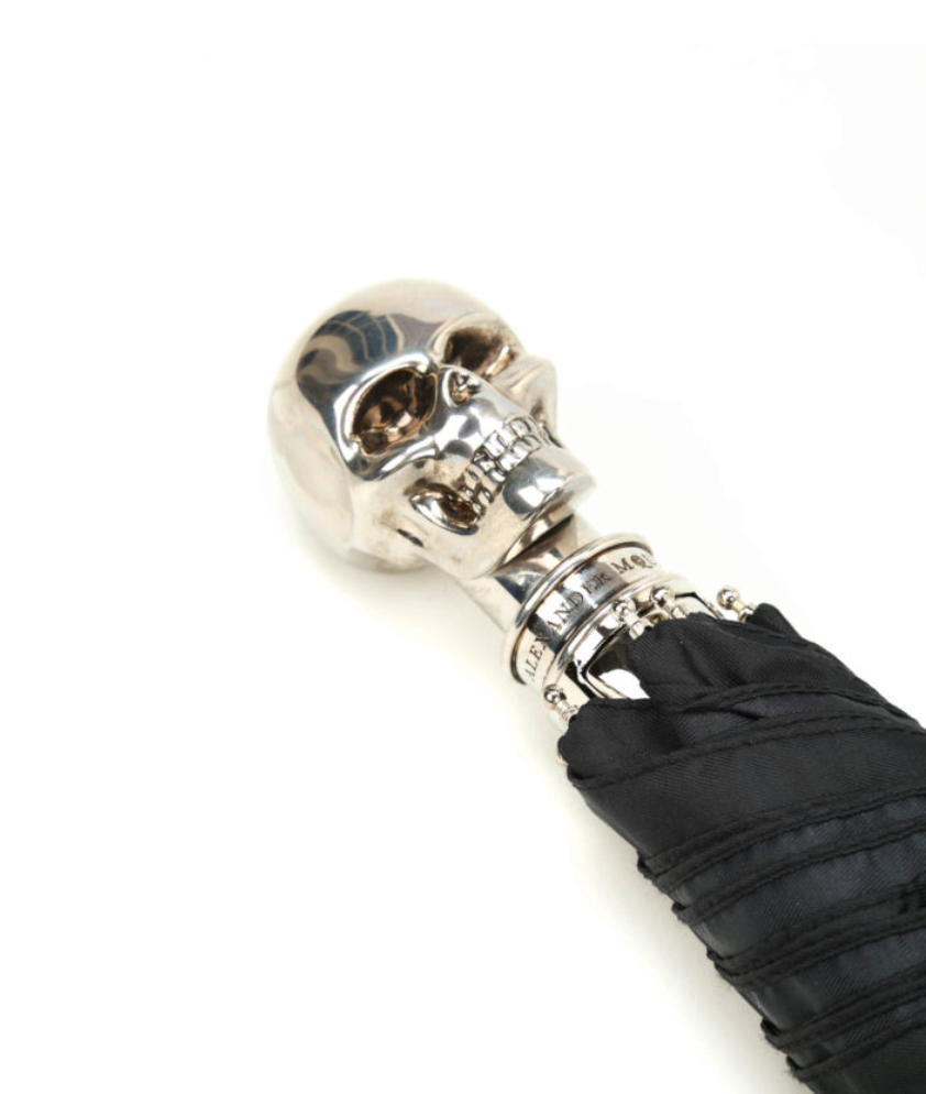 7435 - Alexander McQueen Silver Skull Umbrella - NWT