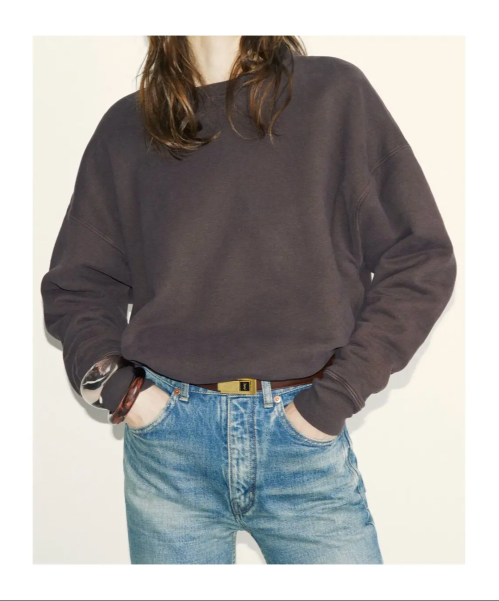 7366 - Saint Laurent Crewneck Sweatshirt with Logo Detail - Size XS Retail $1250 - NWT