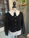 Sandro Knit Cardigan with Removable Ruffle Collar - Size 0 (XS/S)