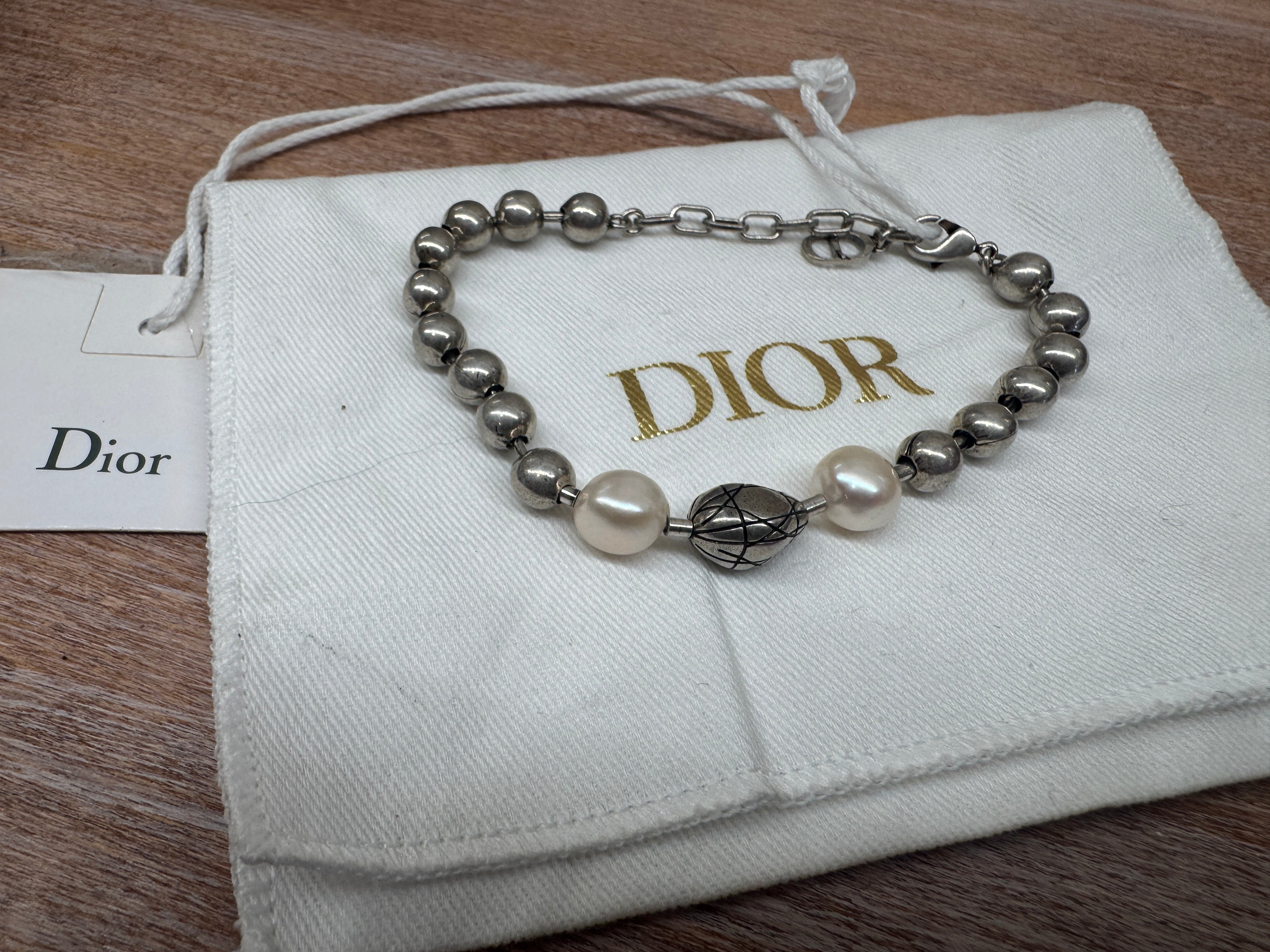Dior Silver Bead and Pearl Bracelet - NWT