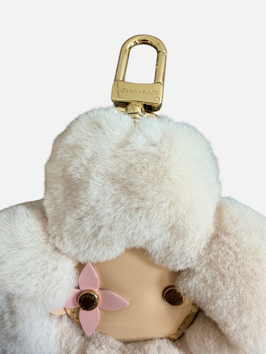 CURATED by Kira Louis Vuitton Vivienne Fashionista Ballerina bag charm in cream mink fur with gold-toned hardware
