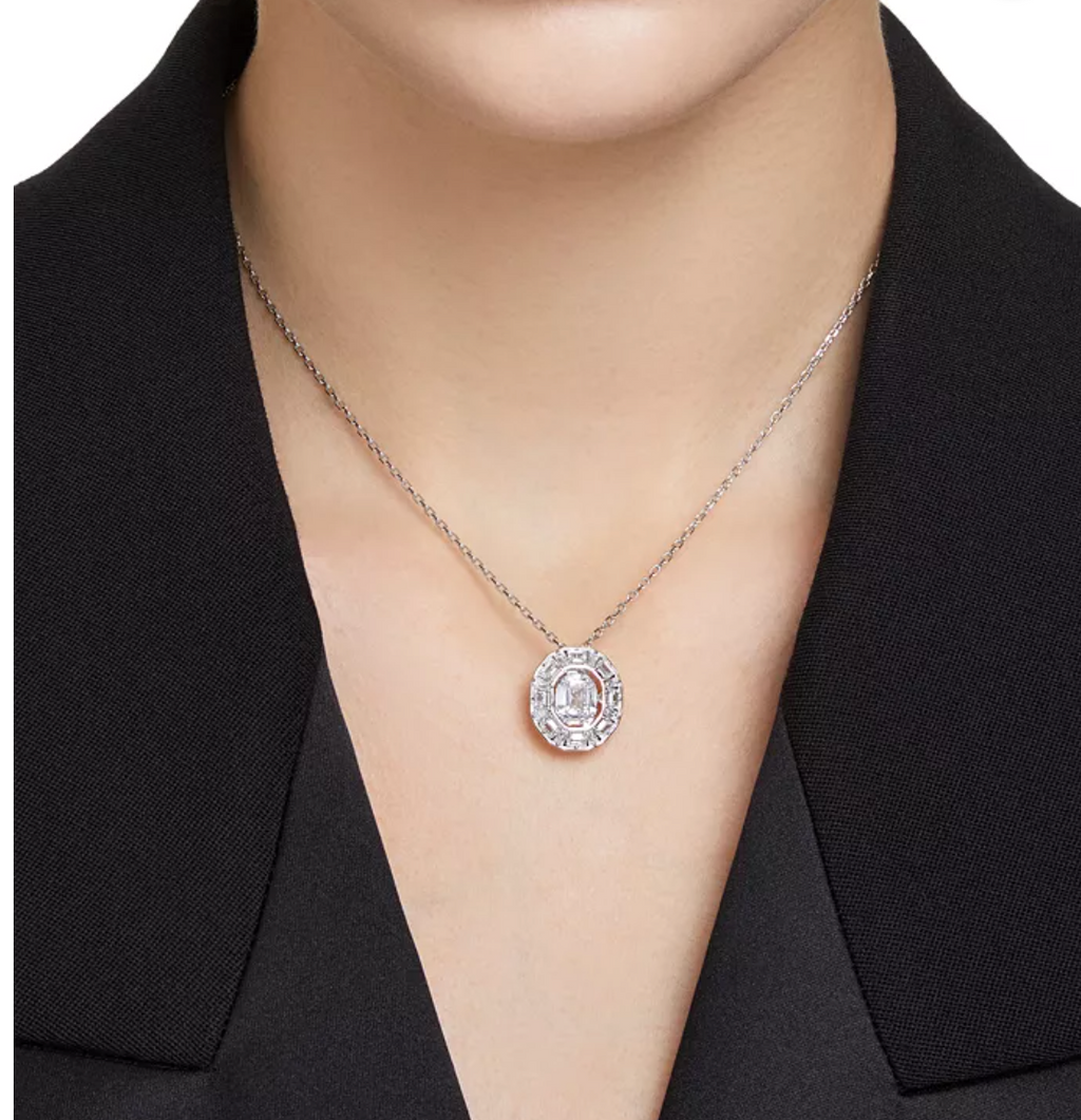 Swarovski Mesmera Silver-Tone Crystal Pendant Necklace, 18-1/2" - New