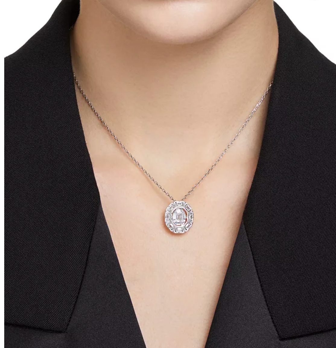 Swarovski Mesmera Silver-Tone Crystal Pendant Necklace, 18-1/2" - New