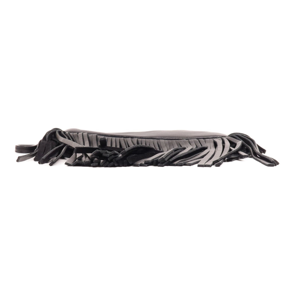 6940 - Saint Laurent Side Fringe Clutch With Strap Black