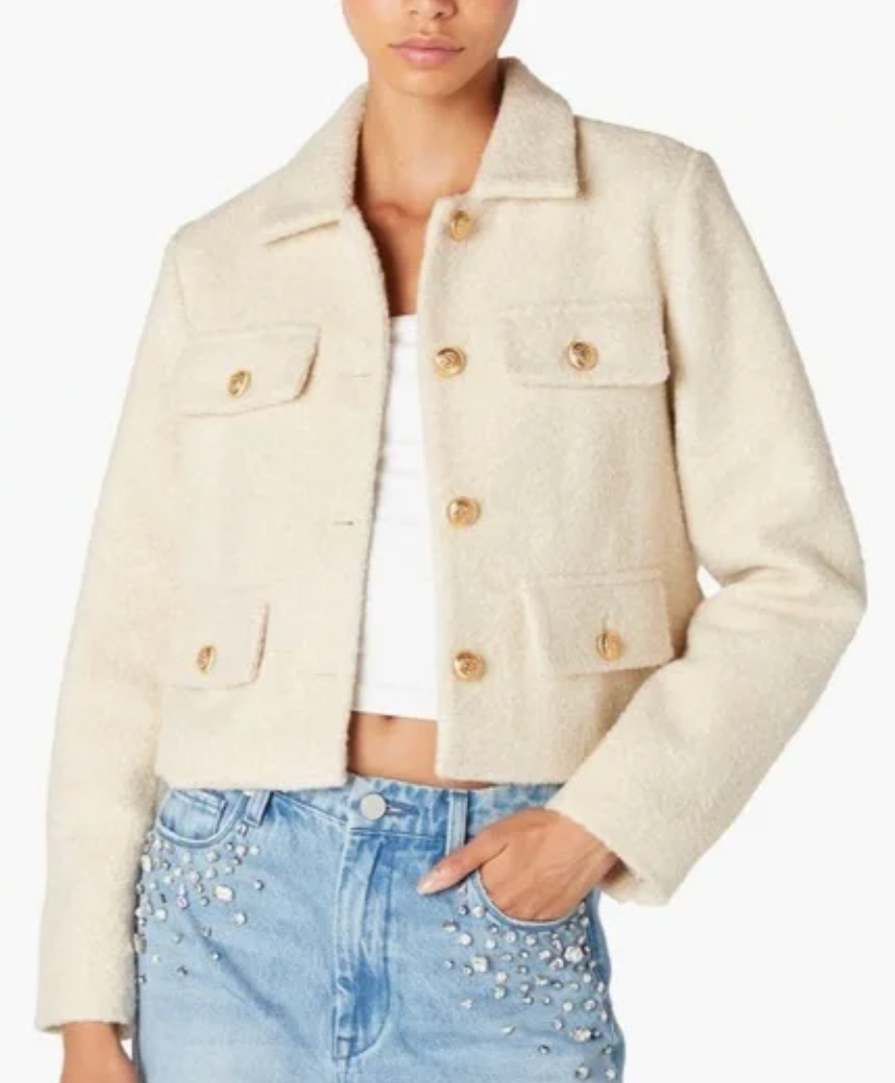 BLANKNYC Bouclé Crop Shacket Beige - NWT (Retail $148) - Size L