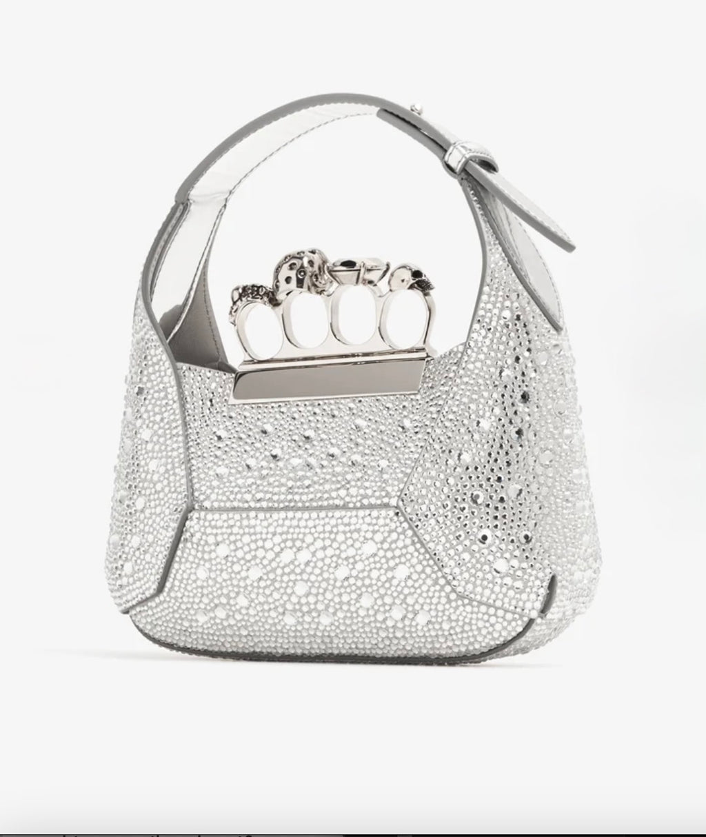 6993 - Alexander McQueen Jewelled Mini Hobo - Silver Crystal - NIB