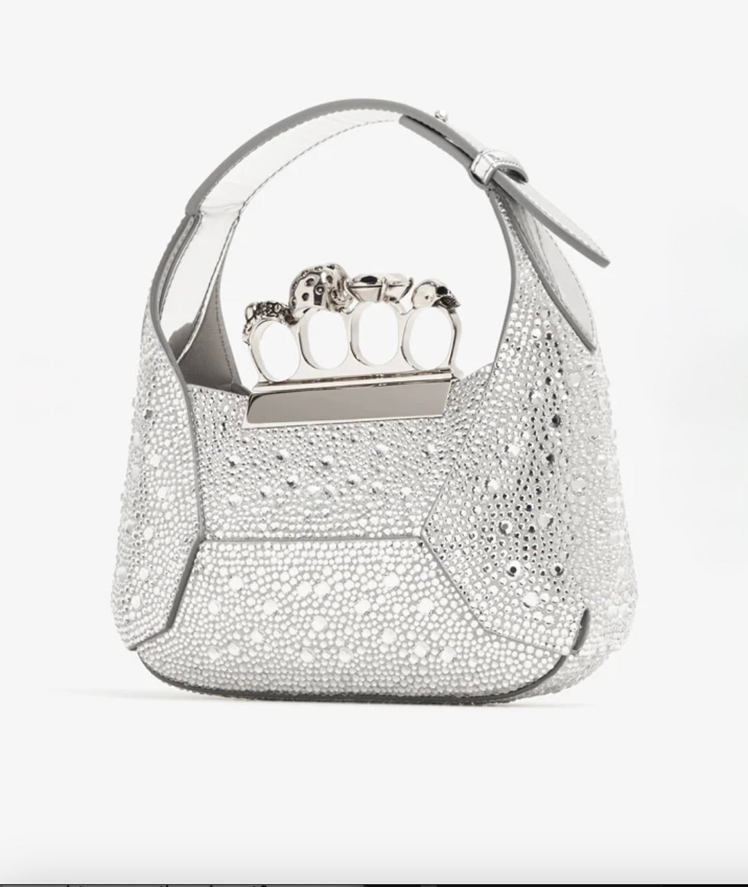 6993 - Alexander McQueen Jewelled Mini Hobo - Silver Crystal - NIB