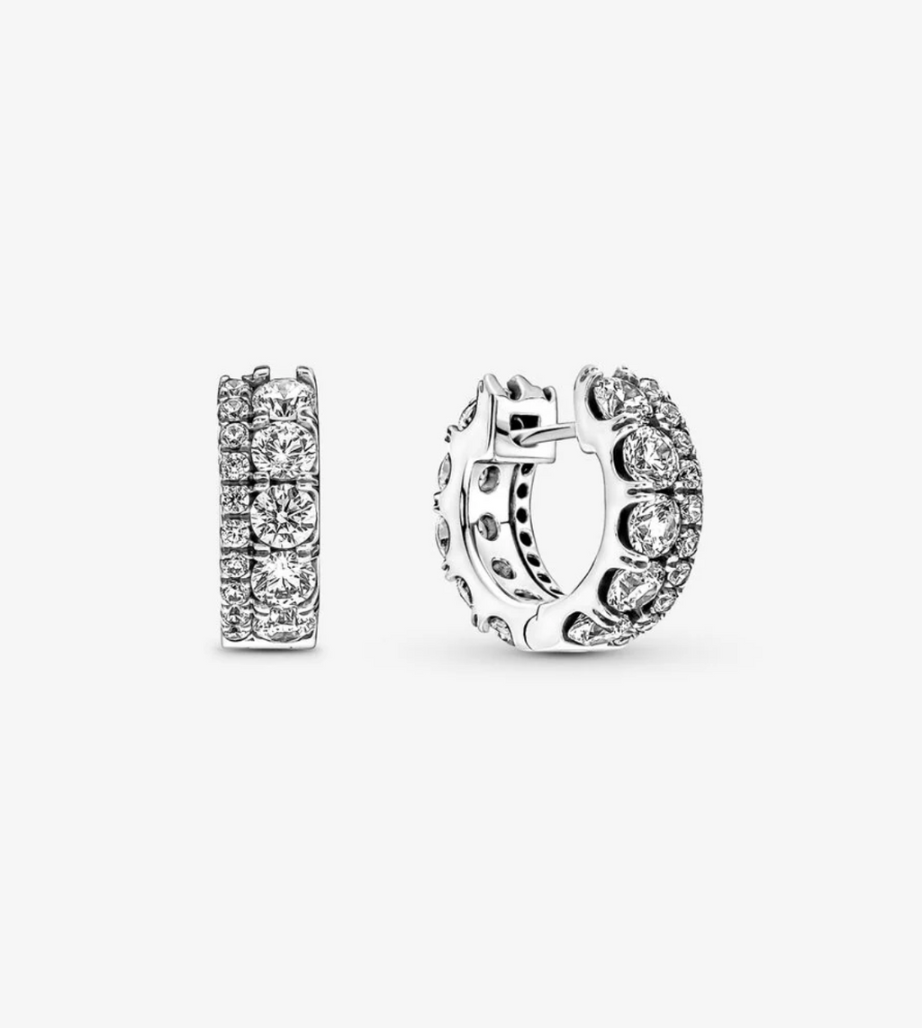 Pandora Double Band Pavé Hoop Earrings - NWT