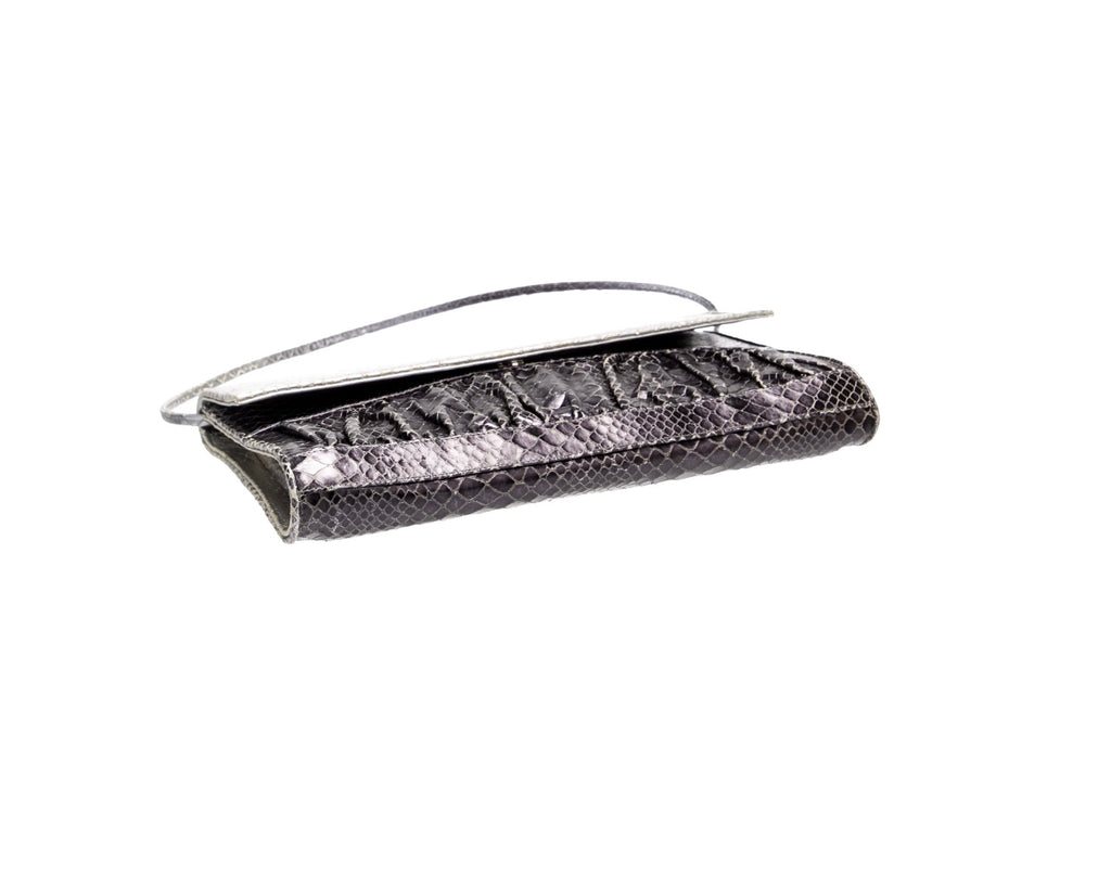 Stuart Weitzman Metallic Embossed Leather Shoulder Bag Clutch