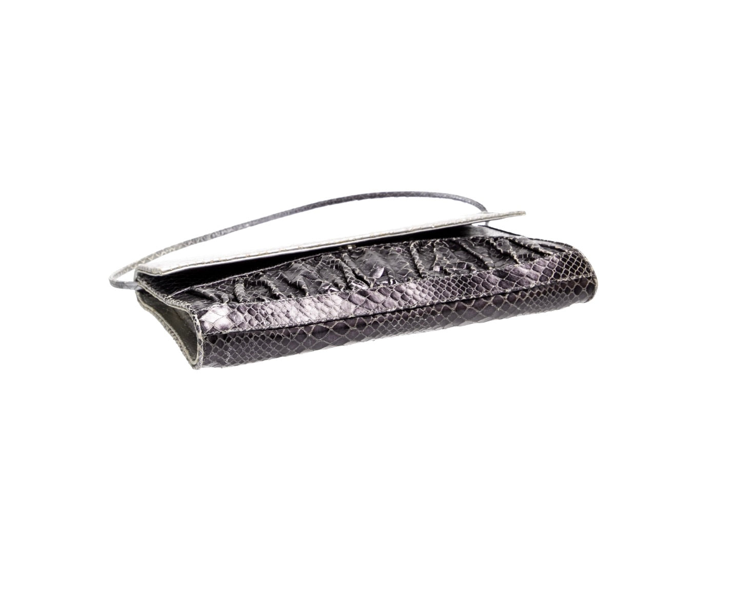Stuart Weitzman Metallic Embossed Leather Shoulder Bag Clutch