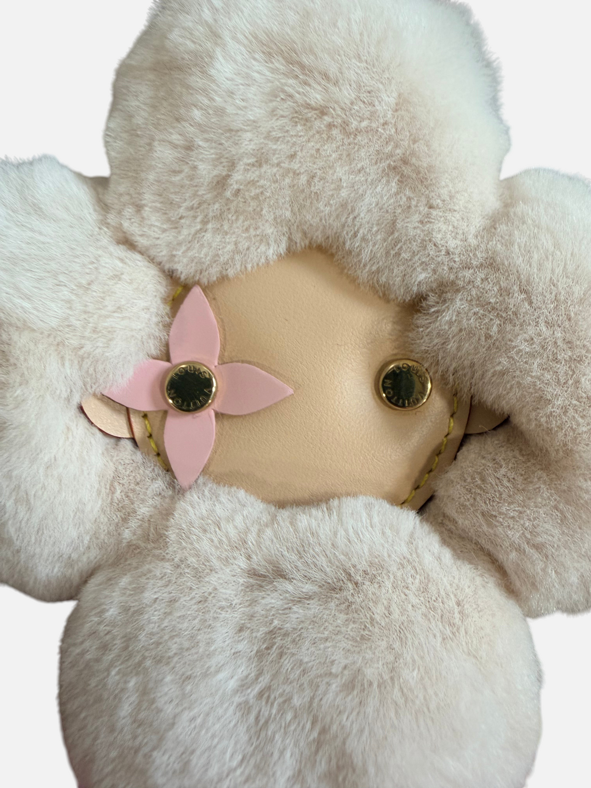 CURATED by Kira Louis Vuitton Vivienne Fashionista bag charm in cream mink fur with gold-toned hardware details