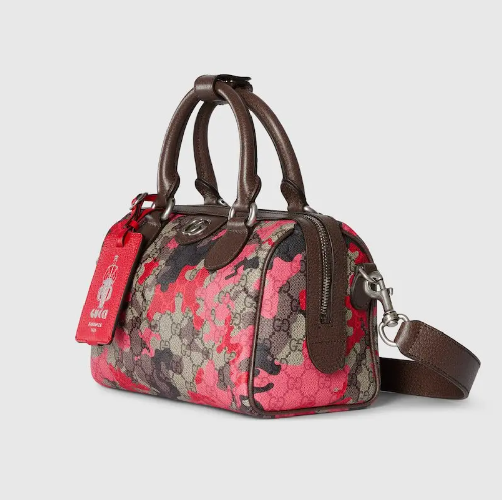 7000 - Gucci GG Camo Small Duffle Boston Bag Red/Pink - NWT