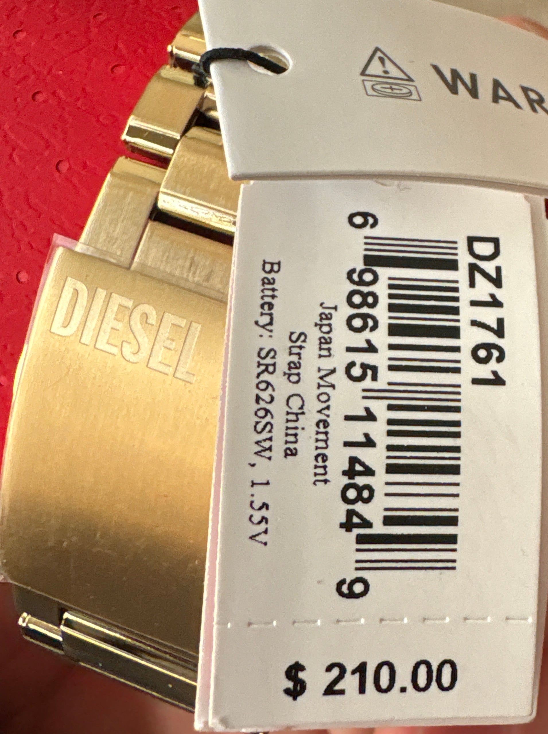 Diesel Rasp Gold Tone Analog Dial Men's Watch - New