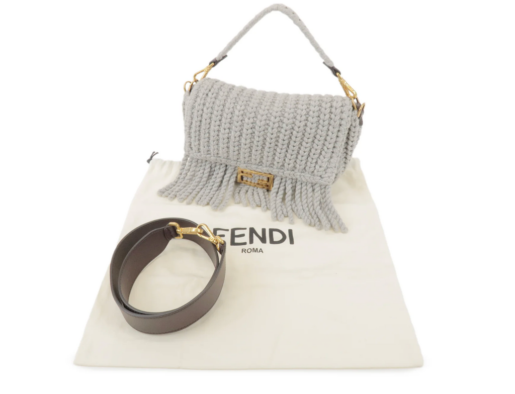Fendi Baguette Crocheted Wool with Fringe