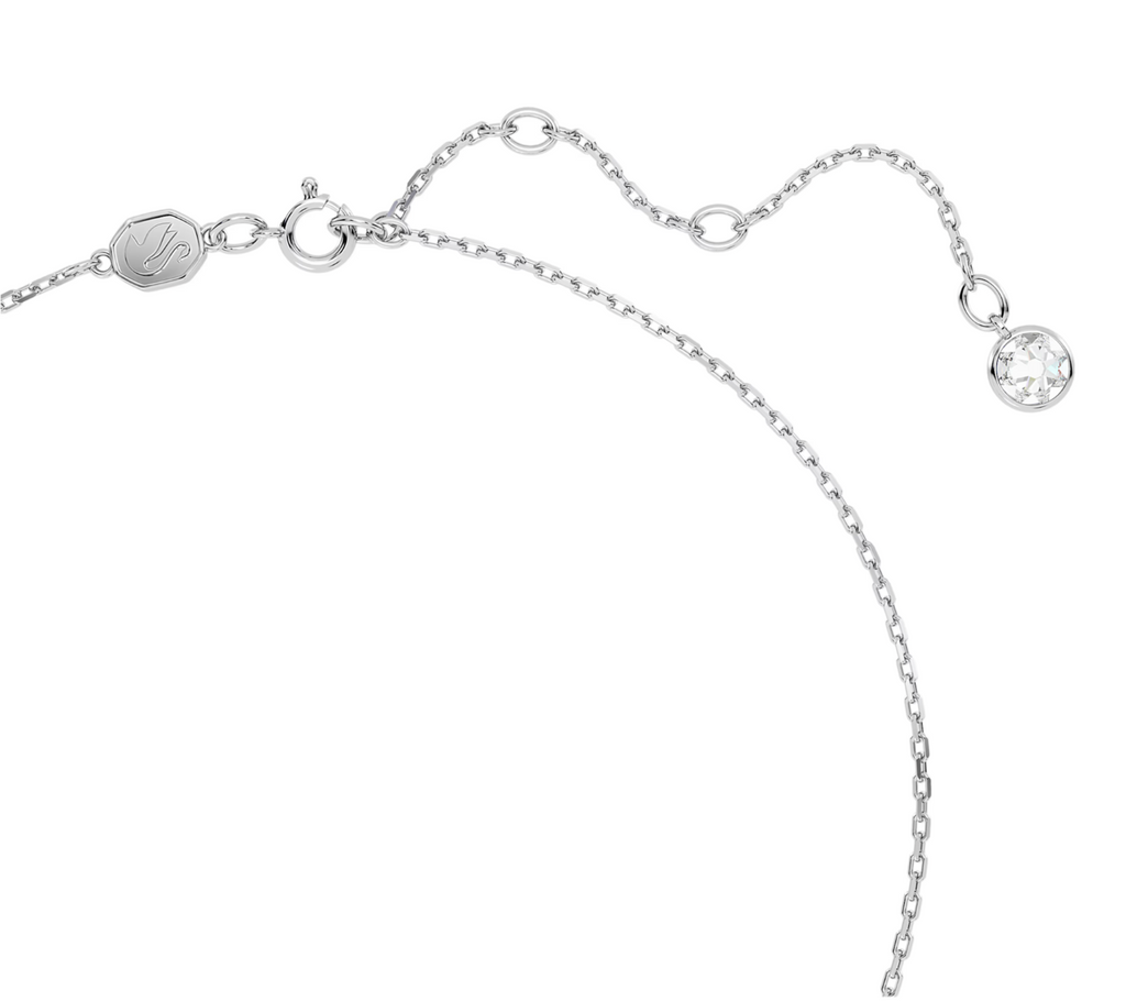Swarovski August Birthstone Pendant Necklace Rhodium Plated Square Cut  - New in Box