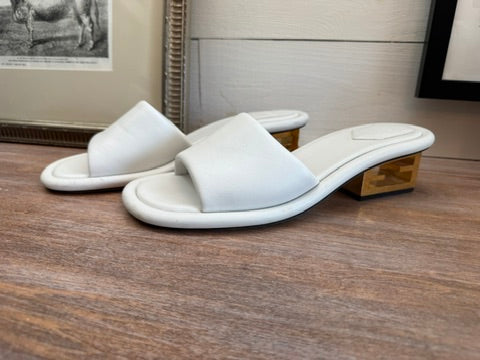 Fendi Interlocking FF Block Heel Slide Sandals - Size 41