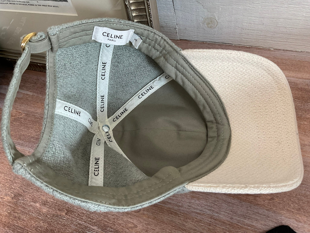 Celine Baseball Cap - Green/Gray & Ivory Wool