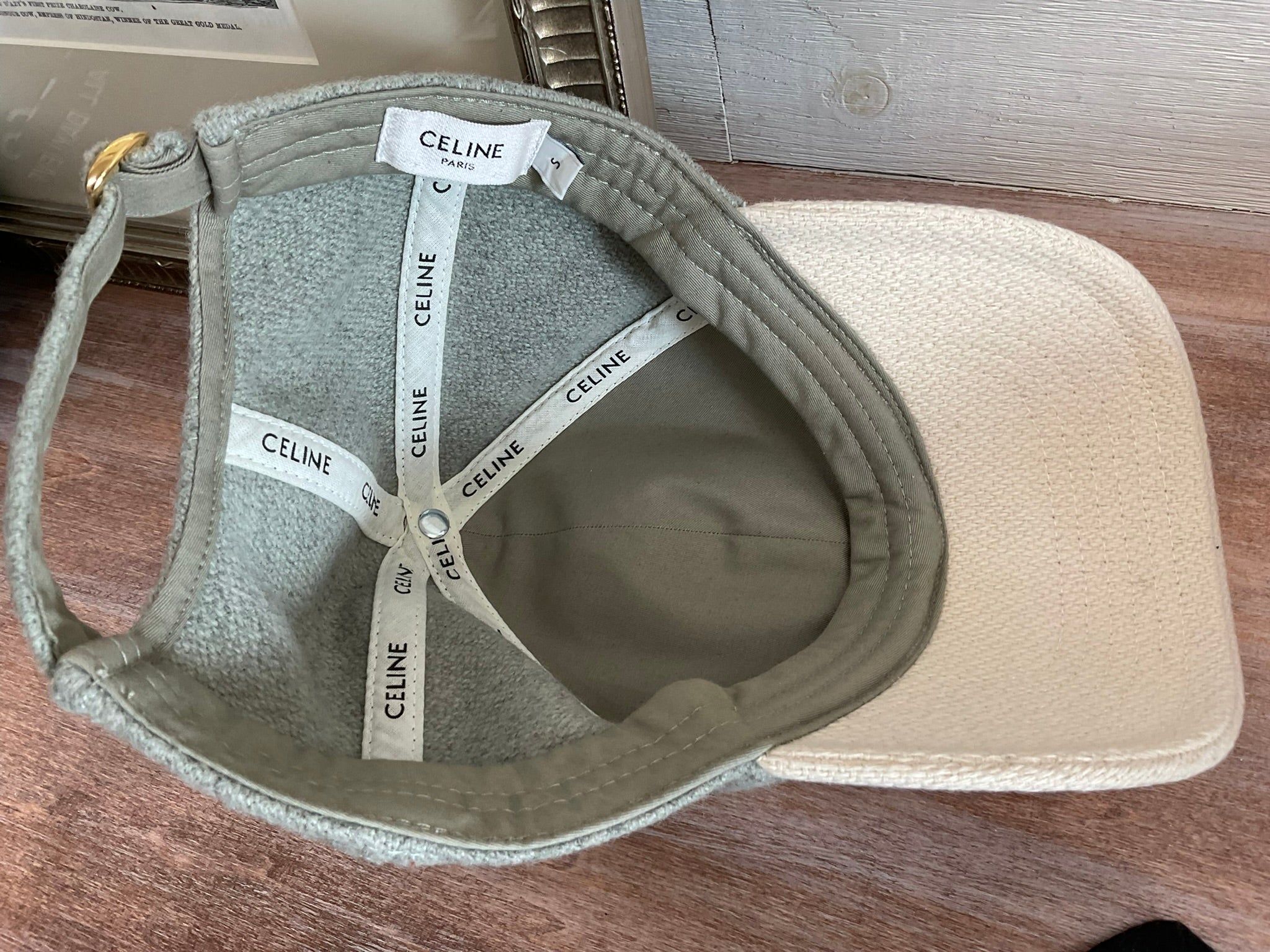 Celine Baseball Cap - Green/Gray & Ivory Wool