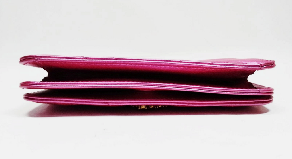 Gucci Marmont Wallet on Chain - Metallic Pink with Red Crystal GG Heart
