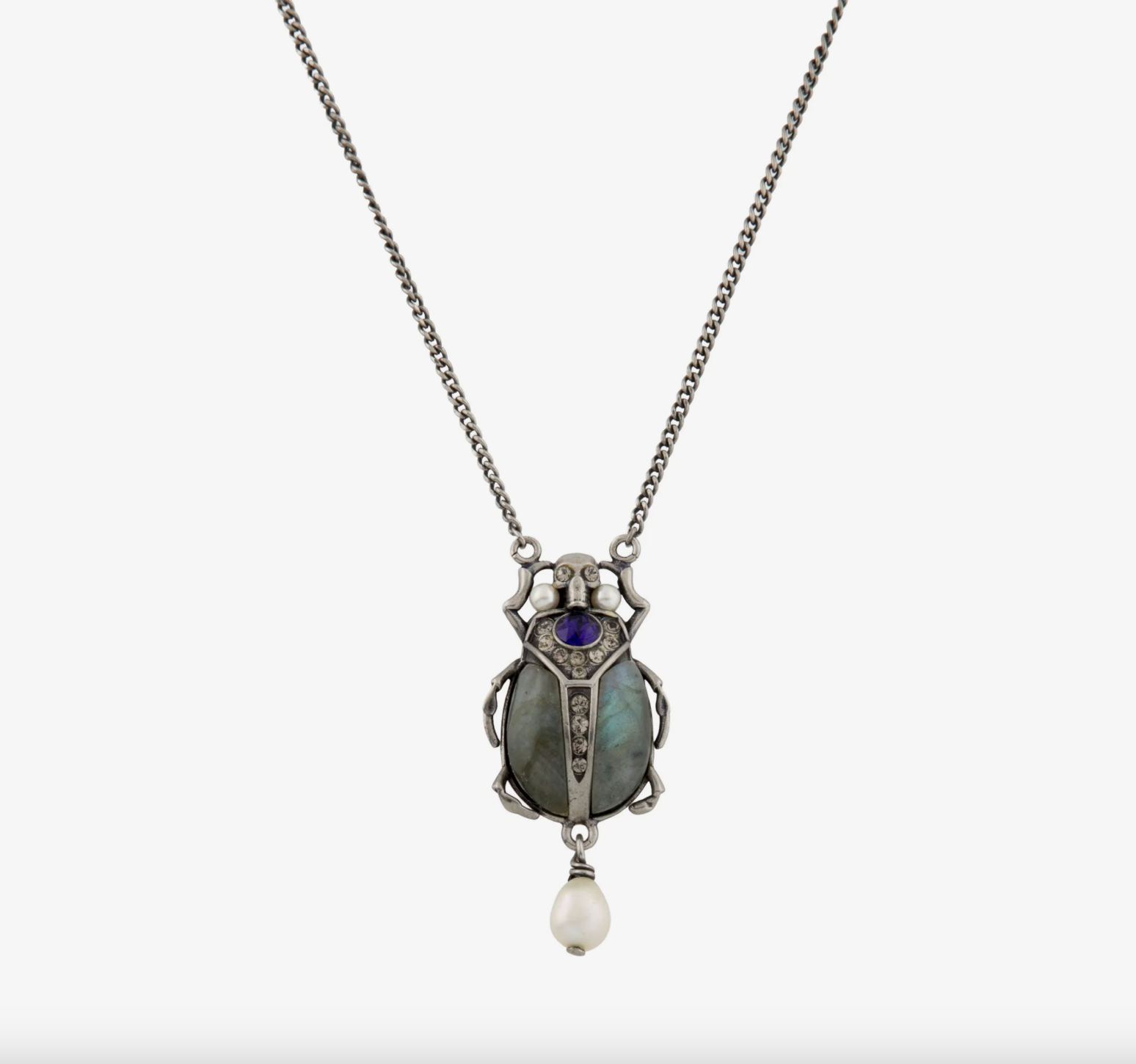 Alexander McQueen Pearl, Crystal & Resin Beetle Pendant Necklace