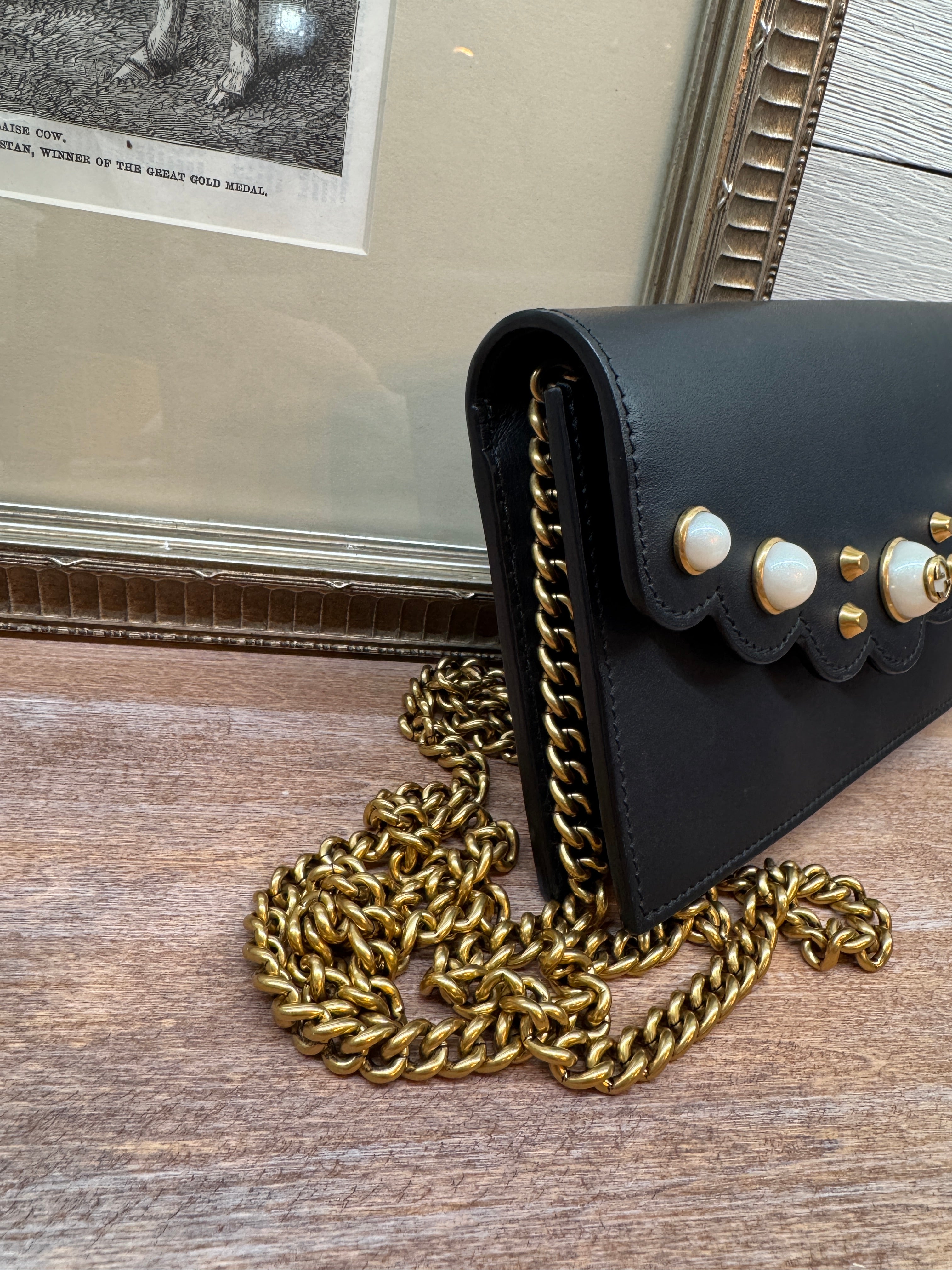 Gucci GG Marmont Pearl Wallet on Chain