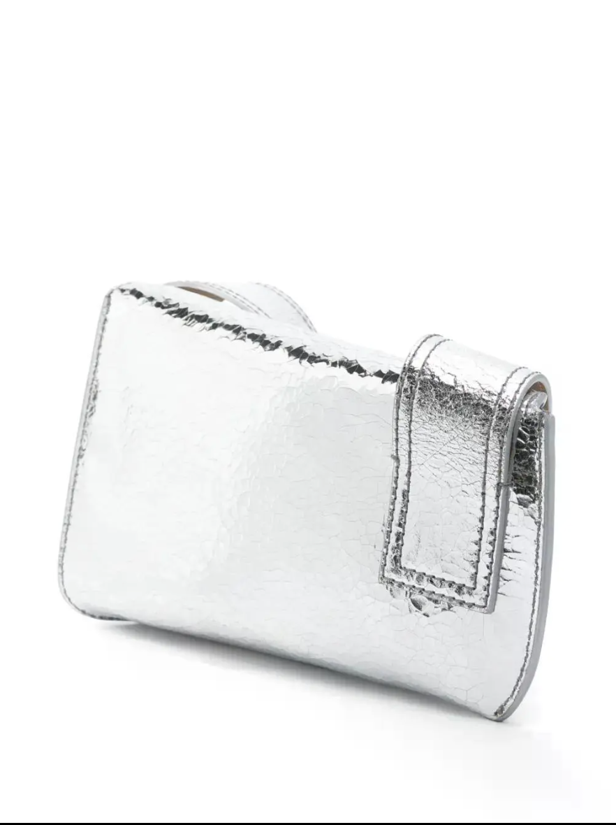 6590 - Alexander McQueen T-Bar Sling Bag Silver NWT
