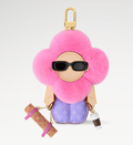 CURATED by Kira Louis Vuitton Vivienne Fashionista yoga bag charm in pink mink fur and Monogram canvas with gold hardware