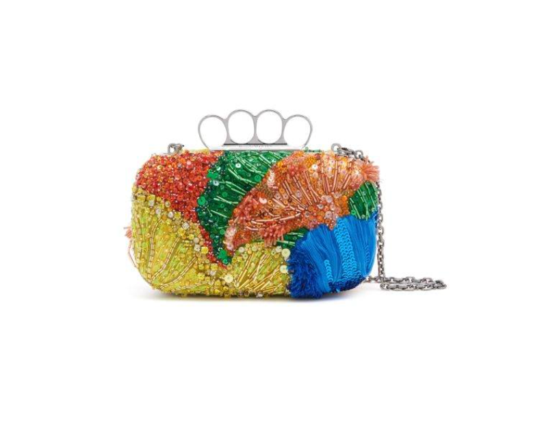 6133 - Alexander McQueen Four Ring Patchwork Sequins Box Clutch Bag - Retail $4590