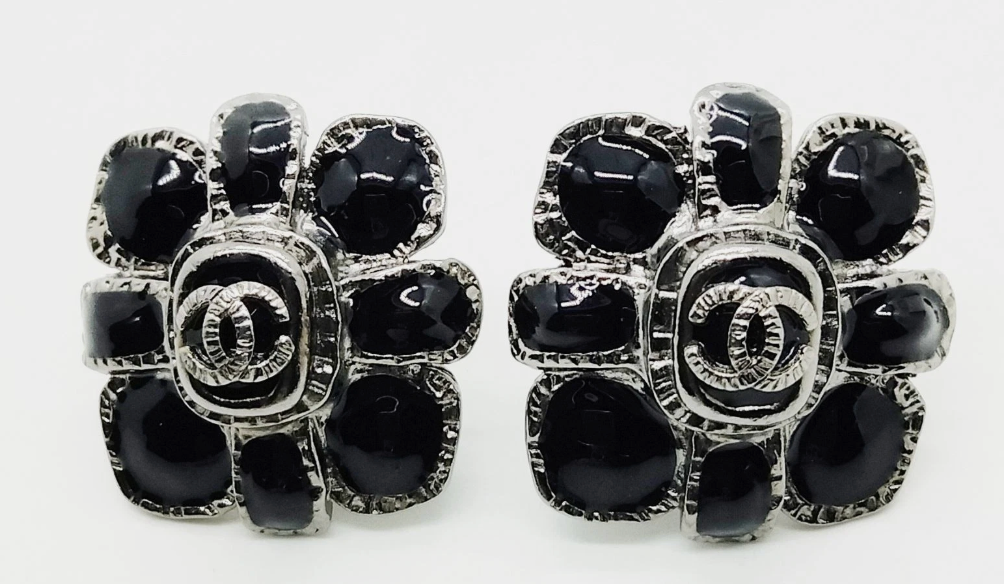Chanel Earrings Pierced - Black & Silver