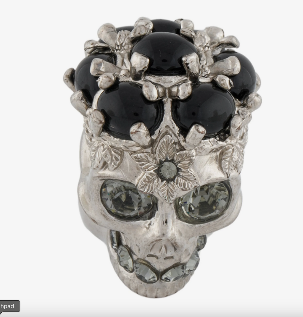 6908 - Alexander McQueen Resin & Crystal Skull Ring