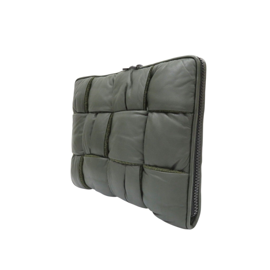 6042 - Bottega Veneta Intrecciato Padded Clutch Dark Green