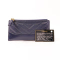 6033 - CHANEL Crinkled leather long zipper wallet Navy Blue