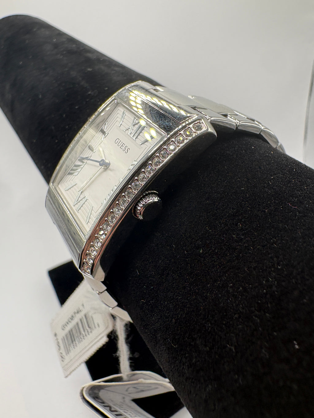 Guess GW0874L1 Silver Crystal Bezel Rectangle Watch NWT