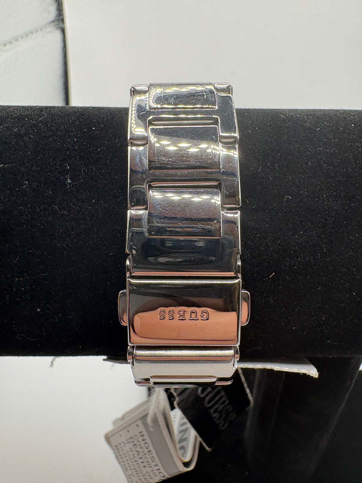 Guess GW0874L1 Silver Crystal Bezel Rectangle Watch NWT