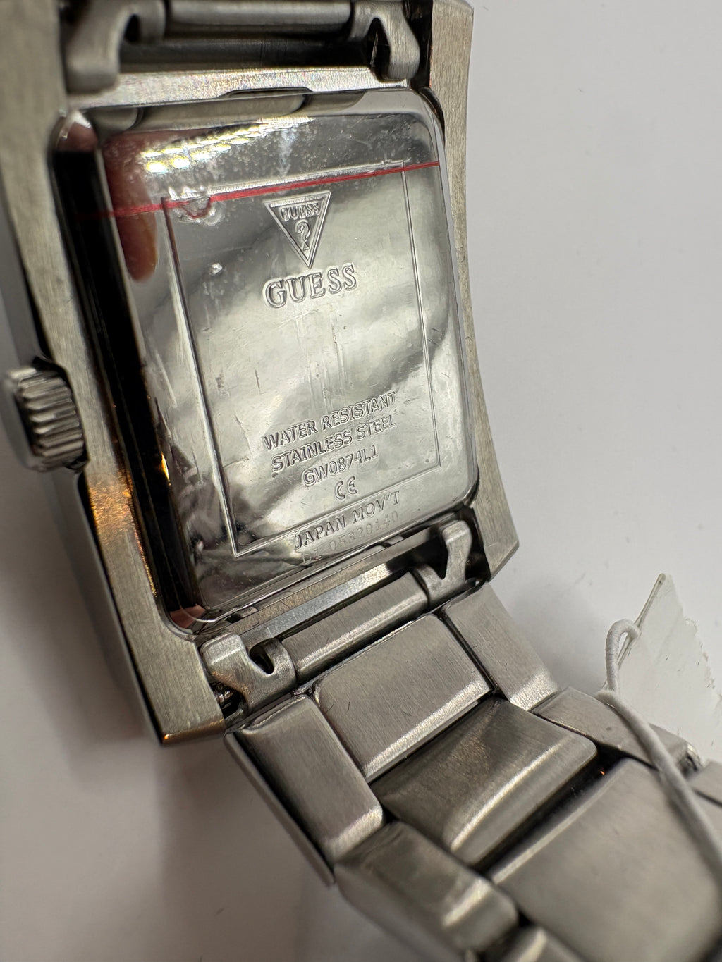 Guess GW0874L1 Silver Crystal Bezel Rectangle Watch NWT