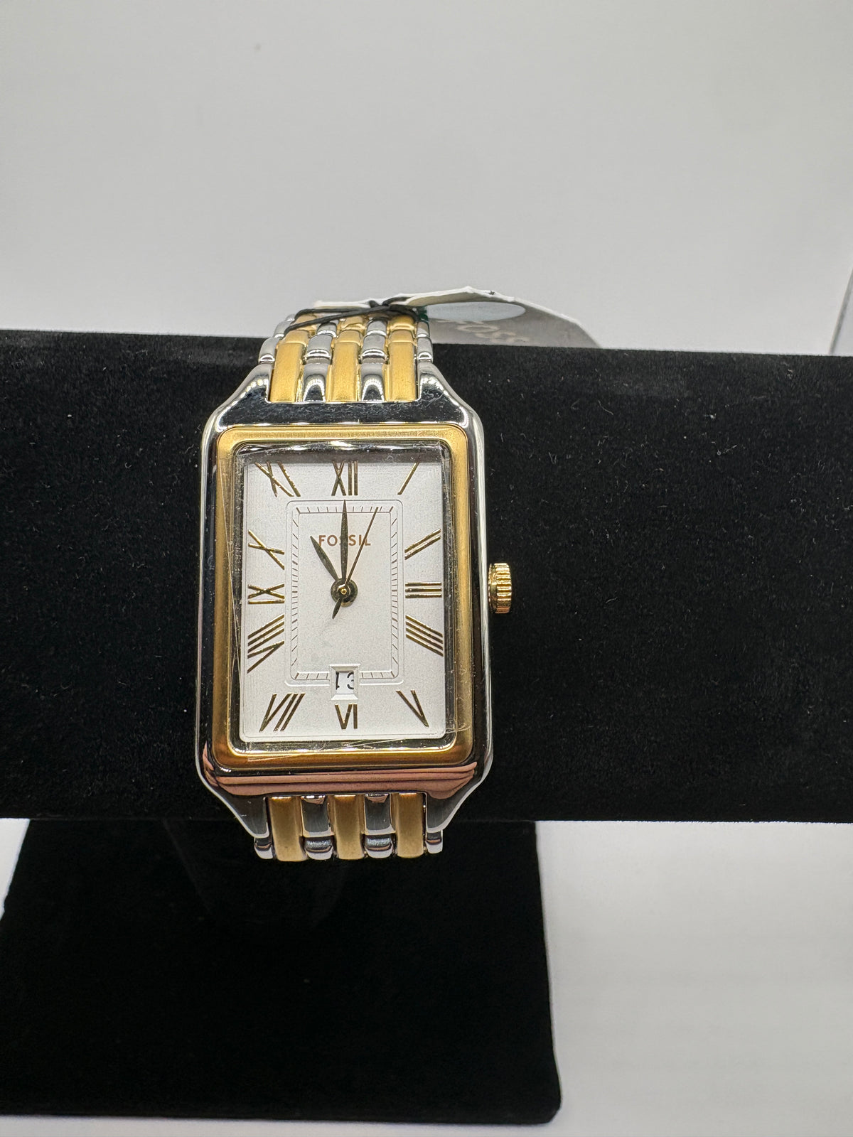 Fossil Raquel ES5368 Quartz Rectangular Two-tone White Dial Women's Watch