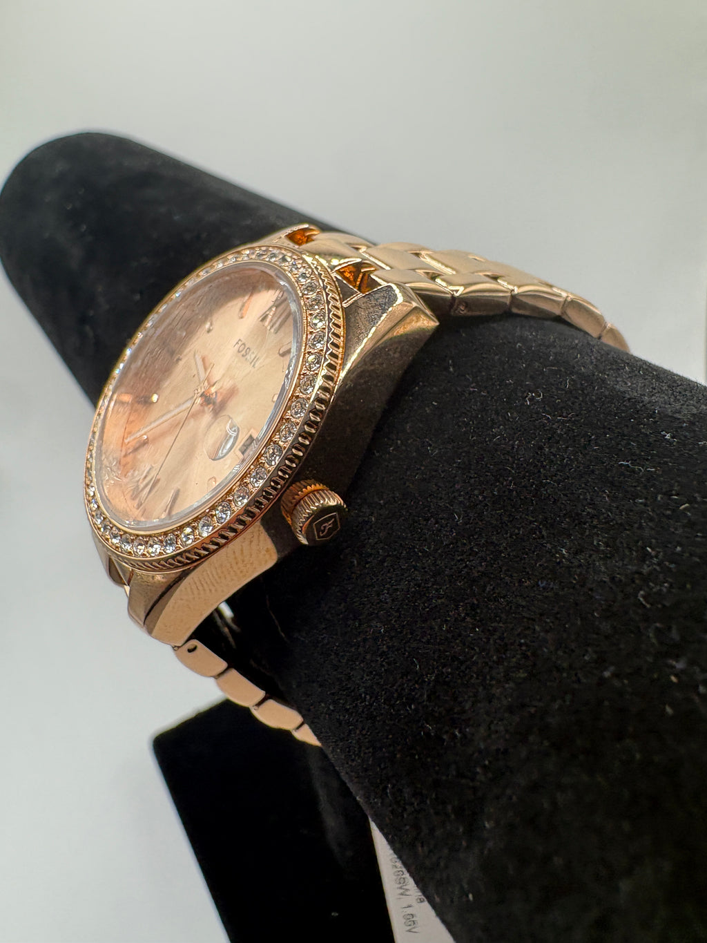 Fossil Scarlette ES4318 Rose Gold Crystal Bezel Womens Watch
