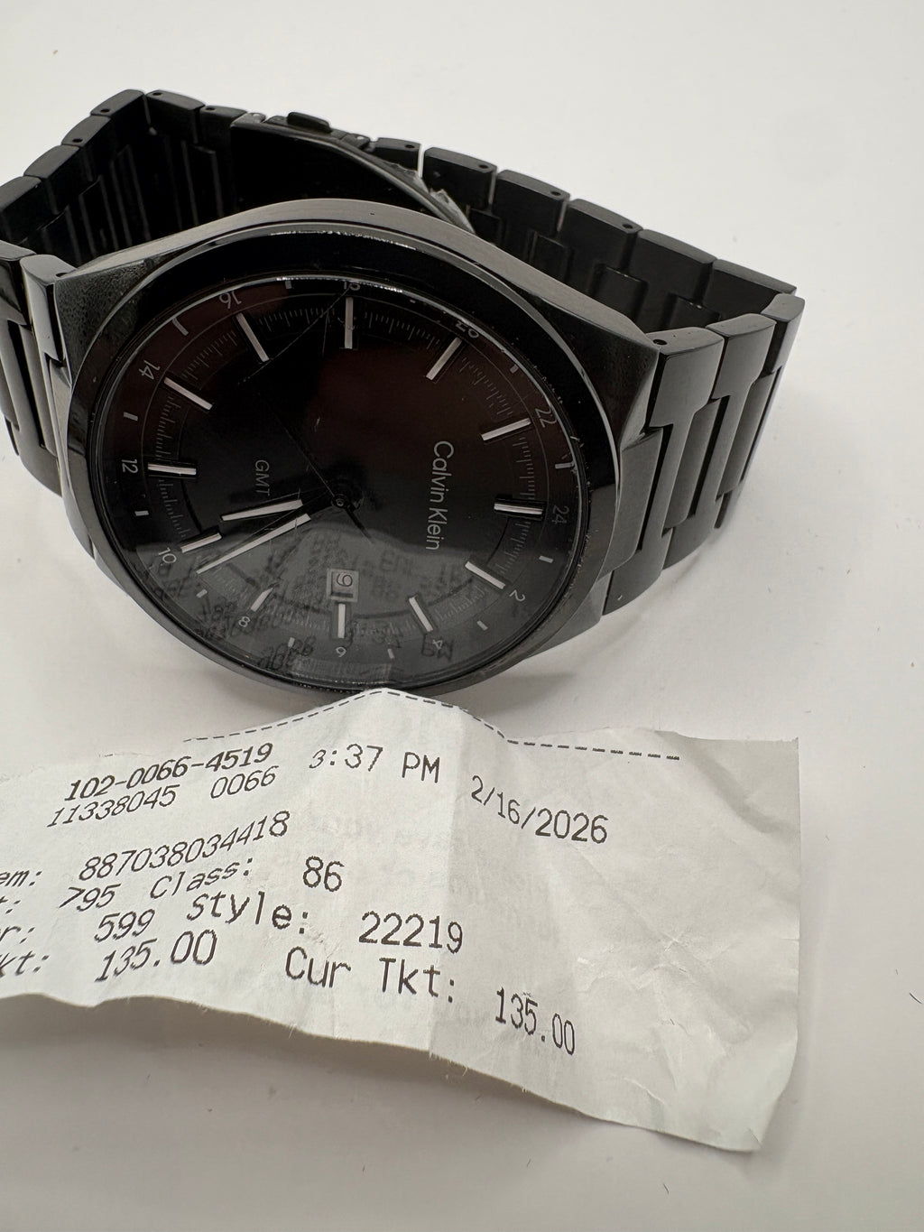 Calvin Klein Distinguish GMT 25200490 Mens Black Stainless Steel Watch