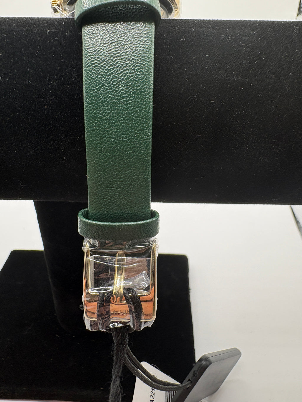 Kenneth Cole New York Open Dial Quartz Watch Gold Tone Green Strap Crystal Bezel